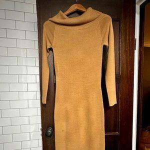 French Connection Camel Cowl-Neck Sweater Dress